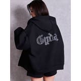 ブラック | BACK GYDAラインストーンラメパーカー | GYDA