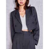チャコールグレー | ショルダーパッドダブルブレストショートジャケット | GYDA