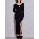 ブラック | GG bijou MOLD long sleeveニットロングワンピース | GYDA
