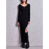 ブラック | SymmetryGYDAプレートlong sleeveニットロングワンピース | GYDA