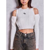 オフホワイト | GGオープンショルダーケーブルニットトップス | GYDA