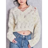 オフホワイト | ローゲージVネックニットトップス | GYDA