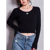 ブラック | SymmetryGYDAプレートlong sleeveニットトップス | GYDA
