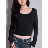 ブラック | クルーネックリブニットトップス | GYDA