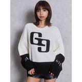 GG embroidery bicolorニットトップス | GYDA | 詳細画像3