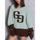 ミントグリーン | GG embroidery bicolorニットトップス | GYDA