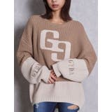 ベージュ | GG embroidery bicolorニットトップス | GYDA