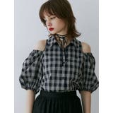 ネイビー | カットアウトバルーンスリーブシャツ | jouetie