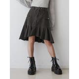 ブラック | アシメヘムミドルスカート | jouetie