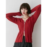 レッド | VネックダブルZIPカーデ | jouetie