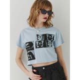 ブルー | ネガフォトクロップドTシャツ | jouetie
