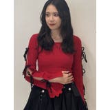 レッド | ラメリボンニットトップス | jouetie