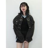 ブラック | ワイドクロップドフリンジGジャン【セットアップ対応】 | jouetie