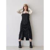 ブラック | イレギュラーギャザーキャミワンピース | jouetie