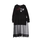 ブラック | チュールレイヤードロングワンピース | jouetie