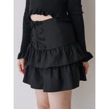 ブラック | レースアップティアードミニスカパン【セットアップ対応】 | jouetie