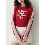 レッド | シャイニーロゴレースライントップス | jouetie