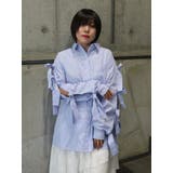 ブルー | リボンスリーブBIGシャツ | jouetie