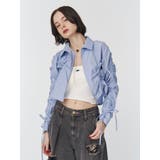 ブルー | ギャザースリーブシャツ | jouetie