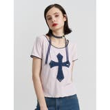クロスレースドッキングTシャツ | jouetie | 詳細画像10