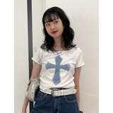 オフホワイト | クロスレースドッキングTシャツ | jouetie