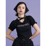 ブラック | 【メロクロコラボ】KUROMIフリルチョーカーリボントップス | jouetie