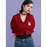 レッド | 【メロクロコラボ】KUROMIフリルニットカーデ | jouetie