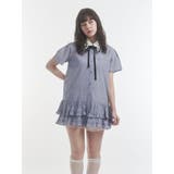 ブルー | リボンタイヘムフリルチュニックシャツ | jouetie