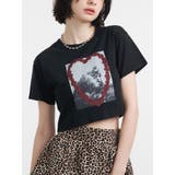 ブラック | フラワーフォトフィットTシャツ | jouetie