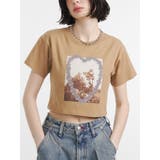 ベージュ | フラワーフォトフィットTシャツ | jouetie