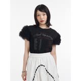 ブラック | フリルチュールドッキングTシャツ | jouetie