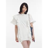 オフホワイト | フリルドッキングルーズTシャツ | jouetie