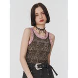 ブラウン | レースラインストーンロゴタンクトップ | jouetie