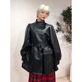 ブラック | フェイクレザーAラインジャケット | jouetie
