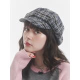 ブルー | チェックパターンビッグキャスケット | jouetie