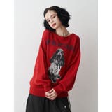 レッド | DOGジャガードルーズニット | jouetie