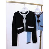 ブラック | バイカラーコサージュカーデ | jouetie