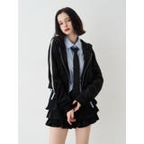 ブラック | ベロアコンパクトラインZIPフーディ【セットアップ対応】 | jouetie