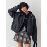 ブラック | フェイクレザースタッズブルゾン | jouetie