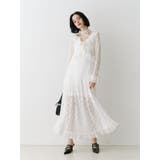 オフホワイト | ラッフルフリルレースロングワンピース | jouetie