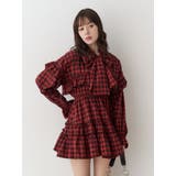 レッド | フリルショルダーミニワンピース | jouetie