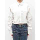 カットアウトバイカラークロップドシャツ | jouetie | 詳細画像3 