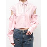 ピンク | カットアウトバイカラークロップドシャツ | jouetie