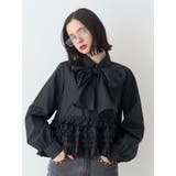 ブラック | リボンタイフリルショートシャツ | jouetie