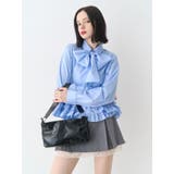 ブルー | リボンタイフリルショートシャツ | jouetie