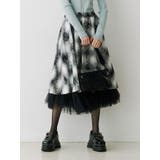 ブラック | チュールリバーシブルチェックフレアスカート | jouetie