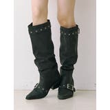 ブラック | ルーズウエスタンベルトブーツ | jouetie