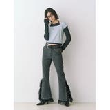 レースドッキングスタッズフレアデニム | jouetie | 詳細画像4 