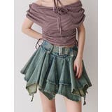 ブルー | アシメヘムデニムミニスカート | jouetie