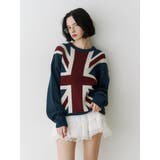 ネイビー | UnionJackジャガードルーズニット | jouetie